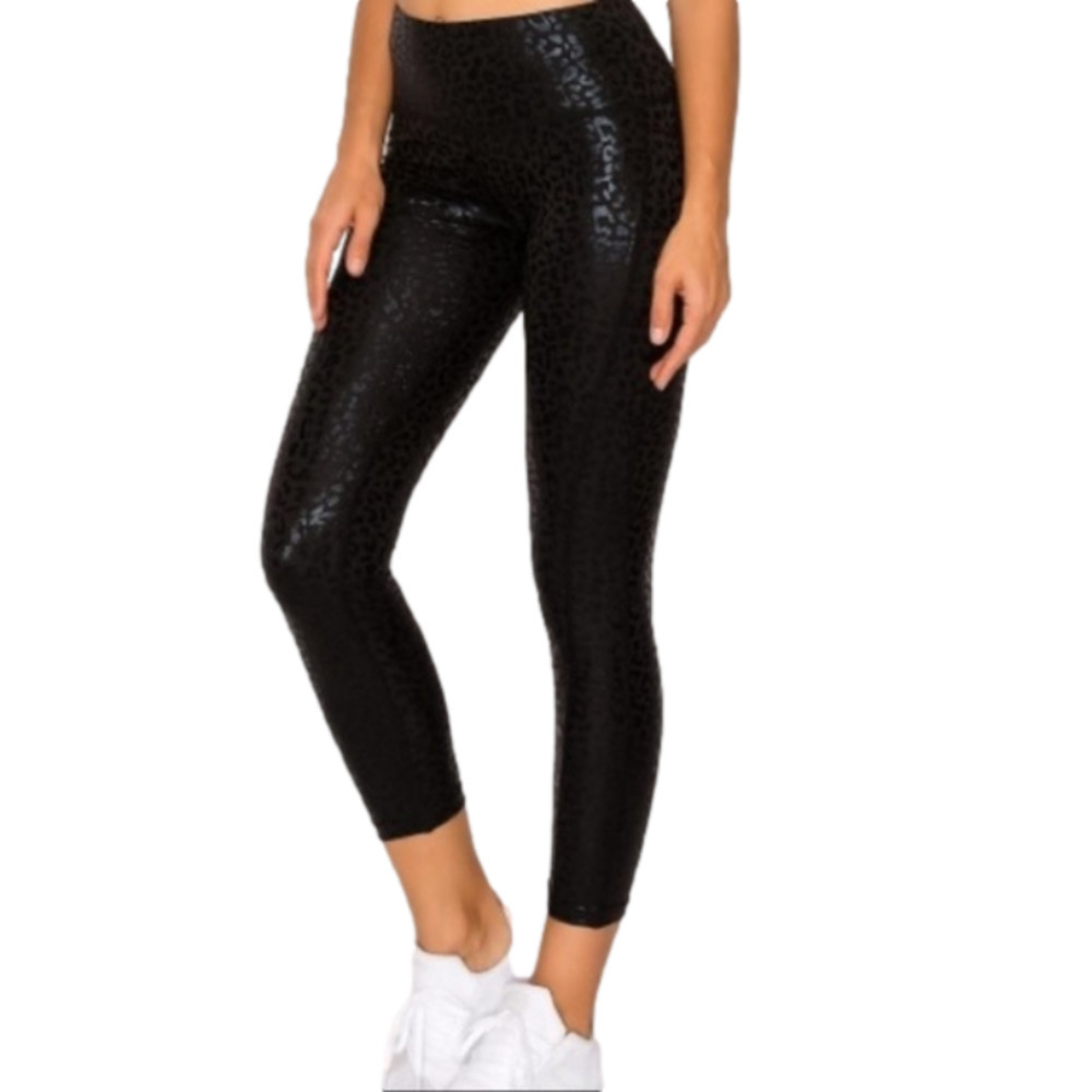 SAGE Collective Everyday Tight High Waisted Leopard Gloss Leggings - Size Large